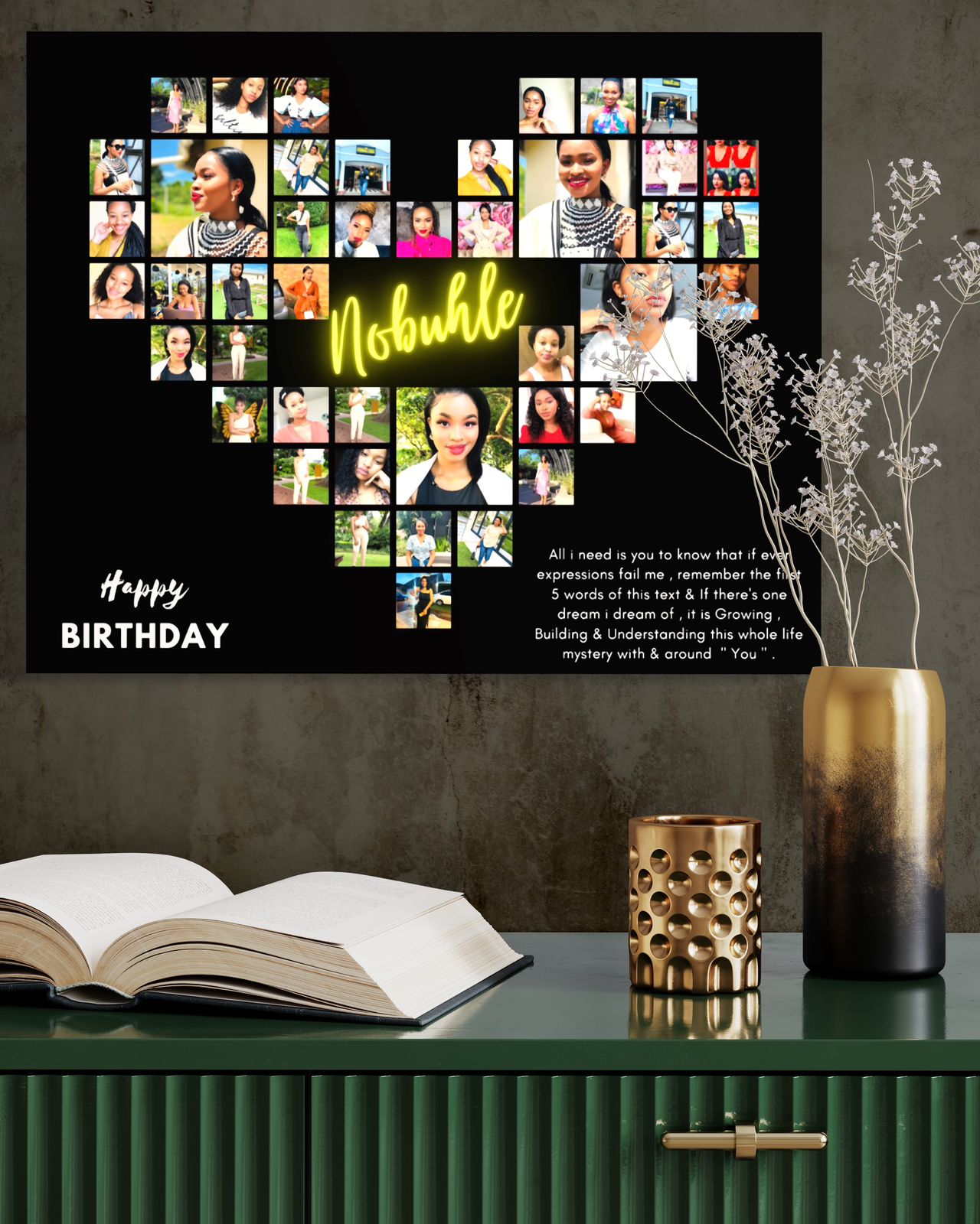 Heart Shape Photo Collage Canvas Print