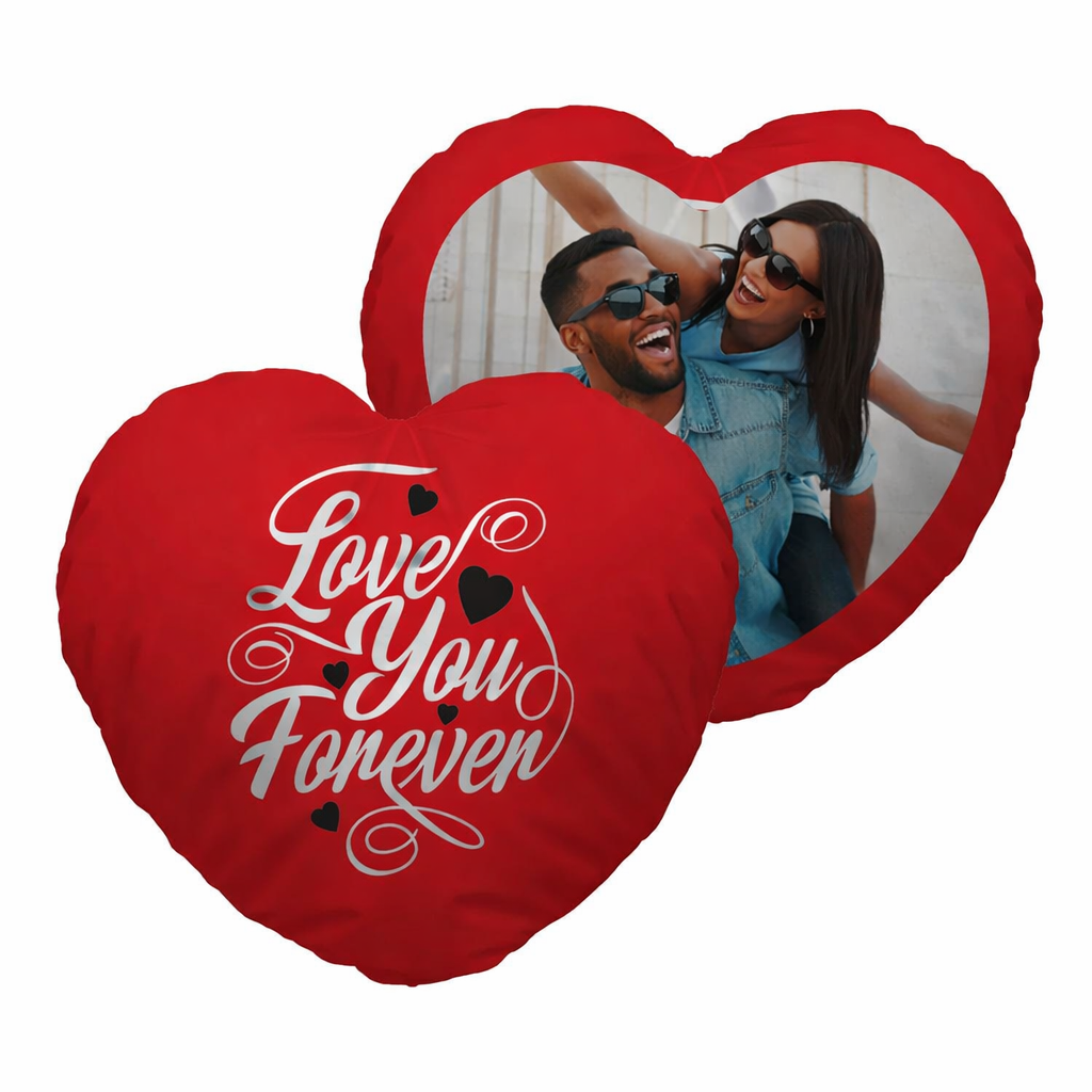 Love You Forever - Heart Shaped Photo Cushion