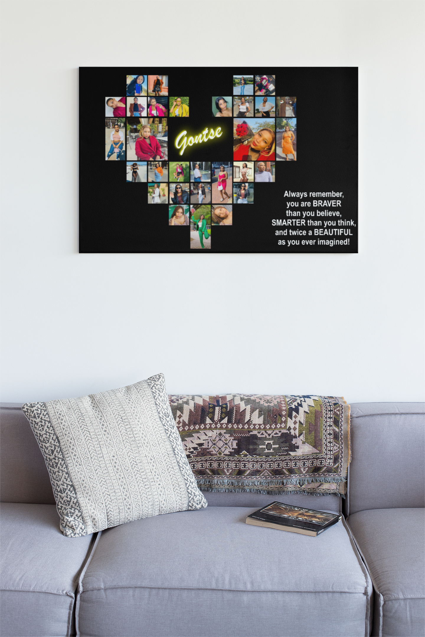 Heart Shape Photo Collage Canvas Print