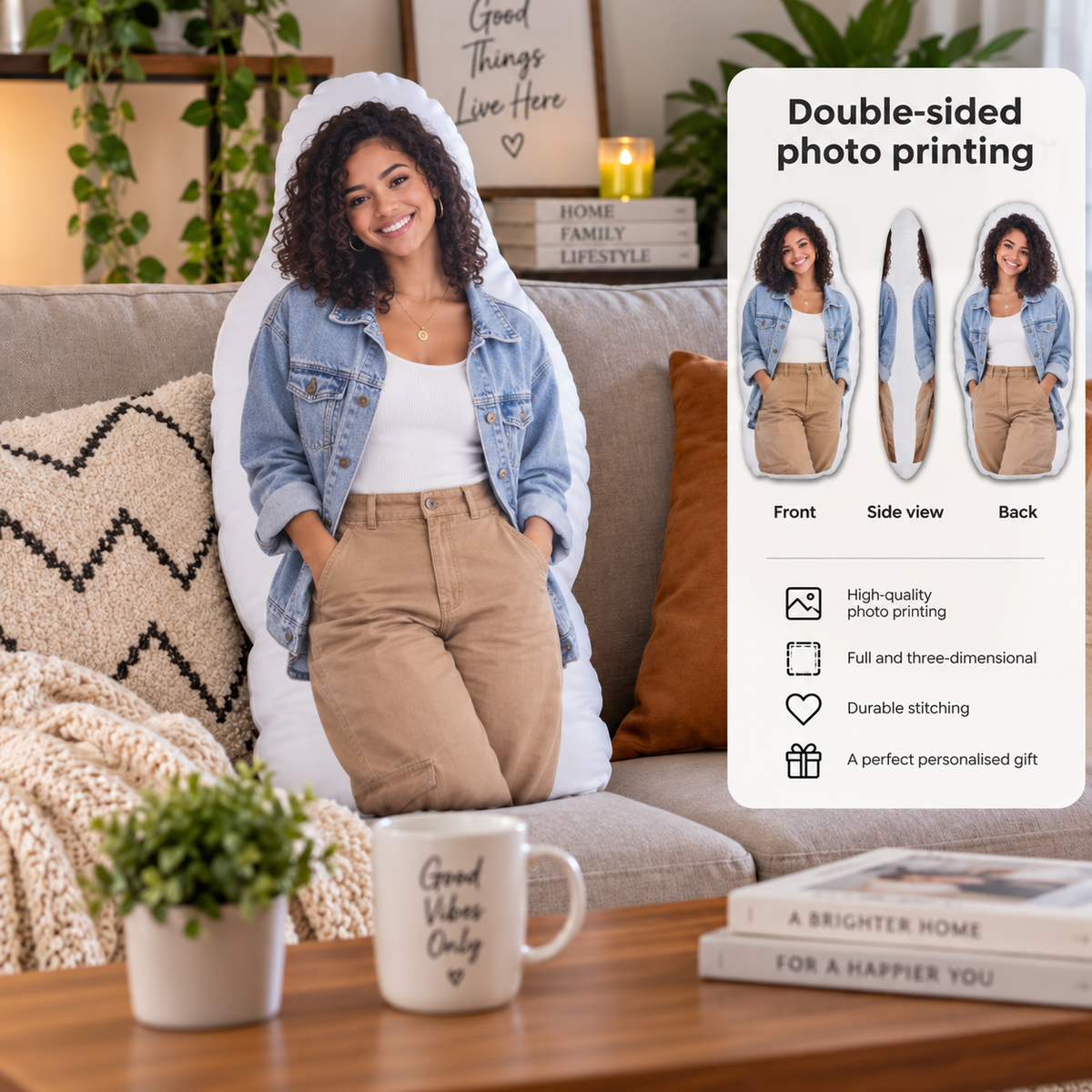 Custom Photo Pillow – Personalized Human-Shaped Photo Cushion