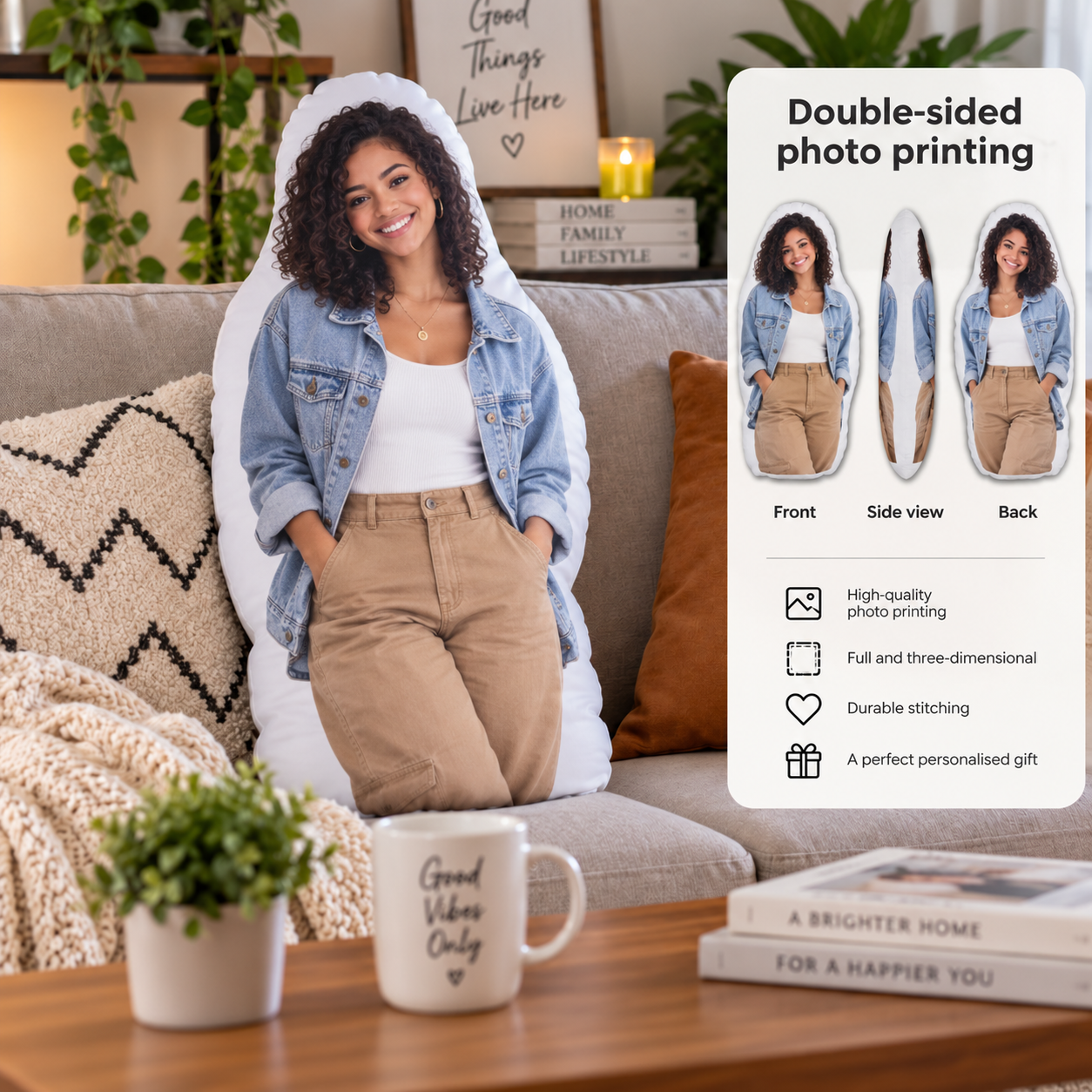 Custom Photo Pillow – Personalized Human-Shaped Photo Cushion