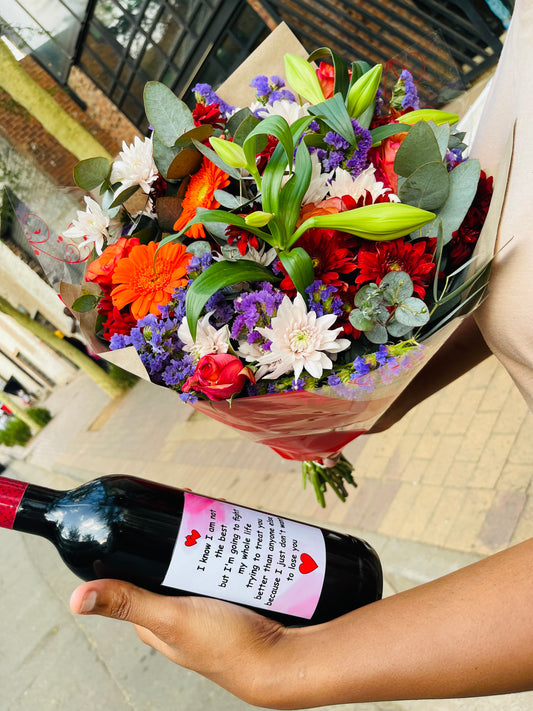 Personalised Wine and Boquet